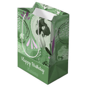 Whimsical Mermaids Green Abstract Medium Gift Bag