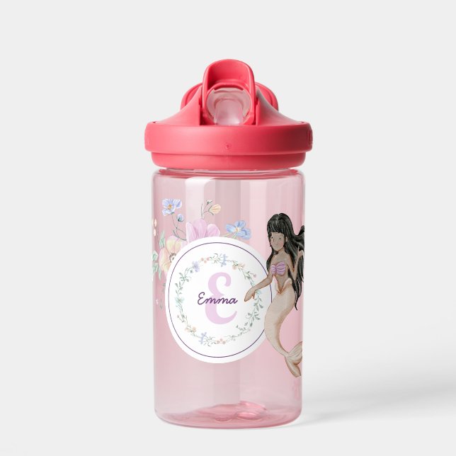 Whimsical Mermaids Monogram Water Bottle (Front)