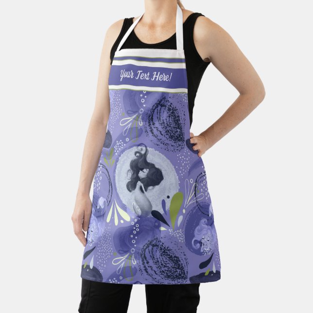 Whimsical Mermaids Purple Abstract Apron (Insitu)
