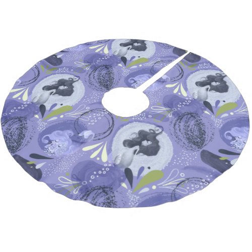 Whimsical Mermaids Purple Abstract Brushed Polyester Tree Skirt
