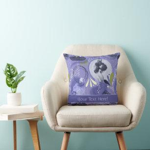 Whimsical Mermaids Purple Abstract Ocean Throw Pillow