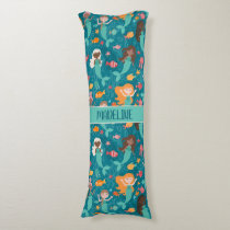 Whimsical Mermaids Under The Sea Teal Body Pillow