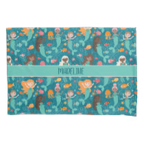Whimsical Mermaids Under The Sea Teal Pillow Case