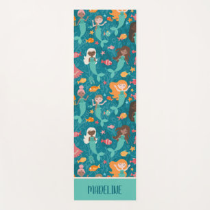 Whimsical Mermaids Under The Sea Teal Yoga Mat
