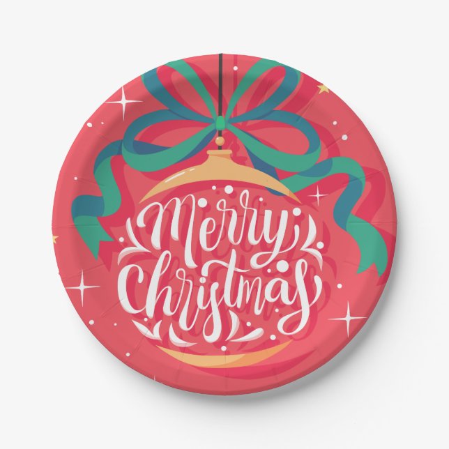 Whimsical Merry Christmas | Christmas Paper Plates (Front)