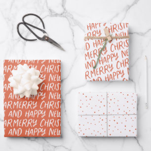Whimsical Merry Christmas Happy New Year Wrapping Paper Sheets