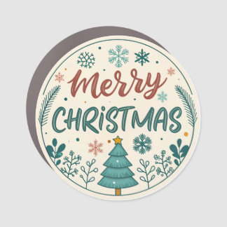 Whimsical Merry Christmas Sticker, Festive Holiday Car Magnet