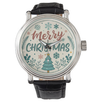 Whimsical Merry Christmas Sticker, Festive Holiday Watch