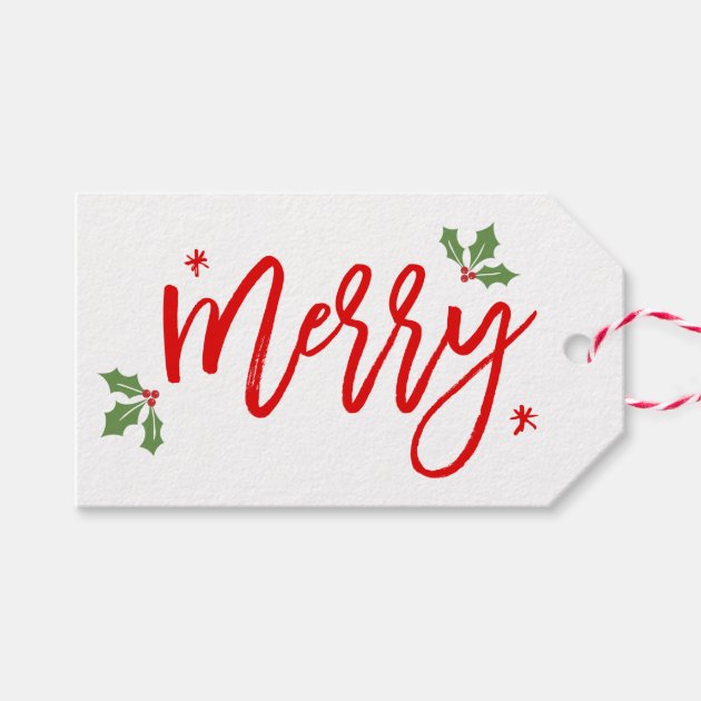 Whimsical Merry Christmas Typography Script Gift Tags