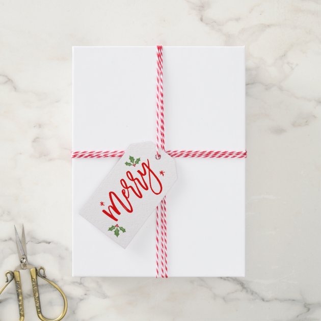 Whimsical Merry Christmas Typography Script Gift Tags