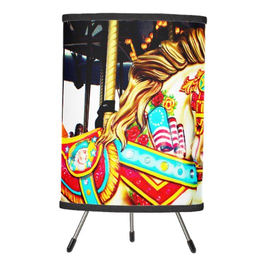 Whimsical Merry Go Round Carousel Horse Tripod Lamp (Front)