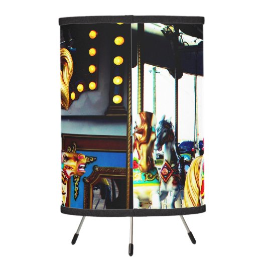Whimsical Merry Go Round Carousel Horse Tripod Lamp (Back)