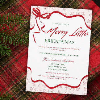 Whimsical Merry Little Friendsmas Christmas Party Invitation