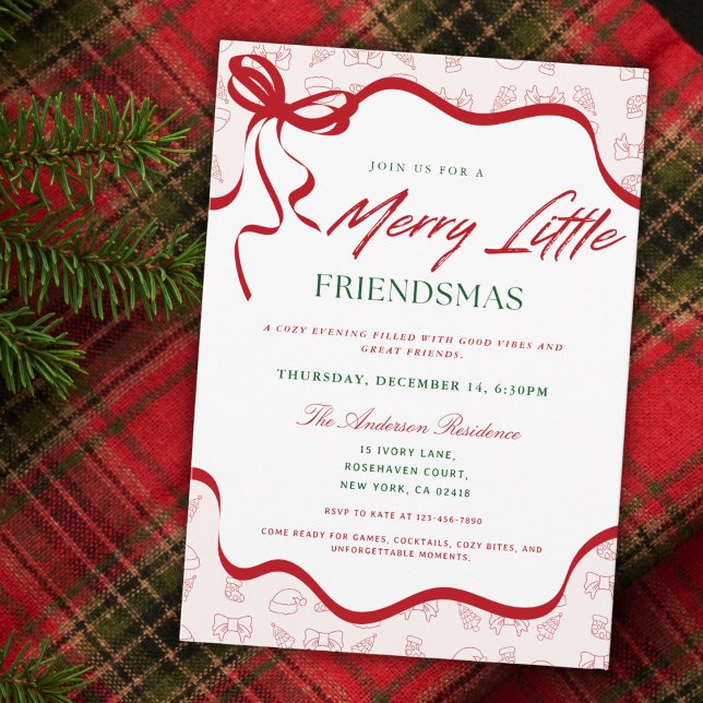 Whimsical Merry Little  Friendsmas Christmas Party Invitation (Creator Uploaded)