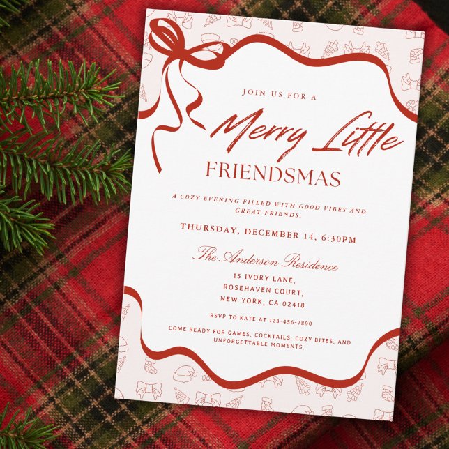 Whimsical Merry Little Friendsmas Christmas Party Invitation (Creator Uploaded)