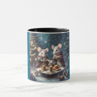 Whimsical Mice Tea party at Christmas 