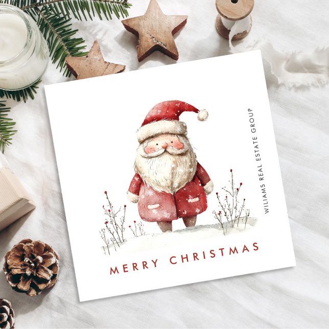 Whimsical Minimal Santa Claus Christmas Corporate Holiday Card (Creator Uploaded)
