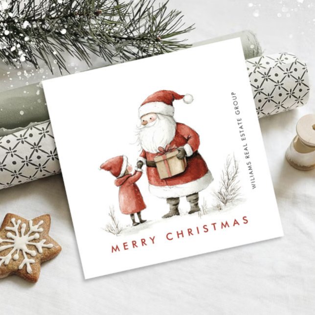 Whimsical Minimal Santa Claus Christmas Corporate Holiday Card (Creator Uploaded)