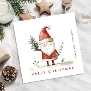 Whimsical Minimal Santa Claus Christmas Corporate Holiday Card