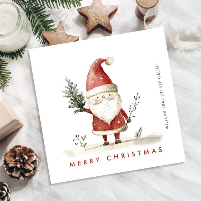 Whimsical Minimal Santa Claus Christmas Corporate Holiday Card (Creator Uploaded)