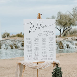 Whimsical Minimal Script Alphabetical Seating Foam Board