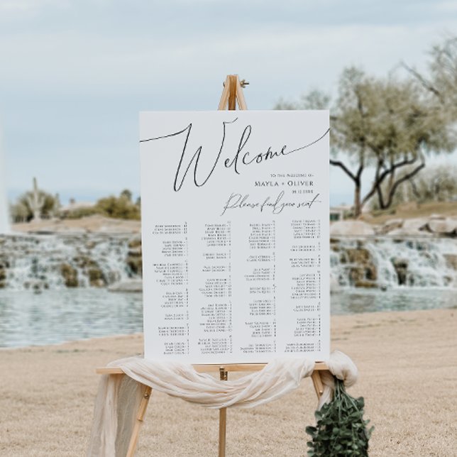 Whimsical Minimal Script Alphabetical Seating Foam Board (Creator Uploaded)