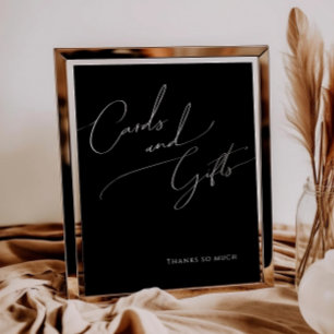 Whimsical Minimal Script Black Cards and Gifts Poster