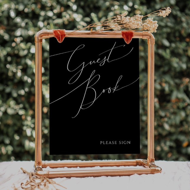 Whimsical Minimal Script | Black Guest Book Sign (Creator Uploaded)