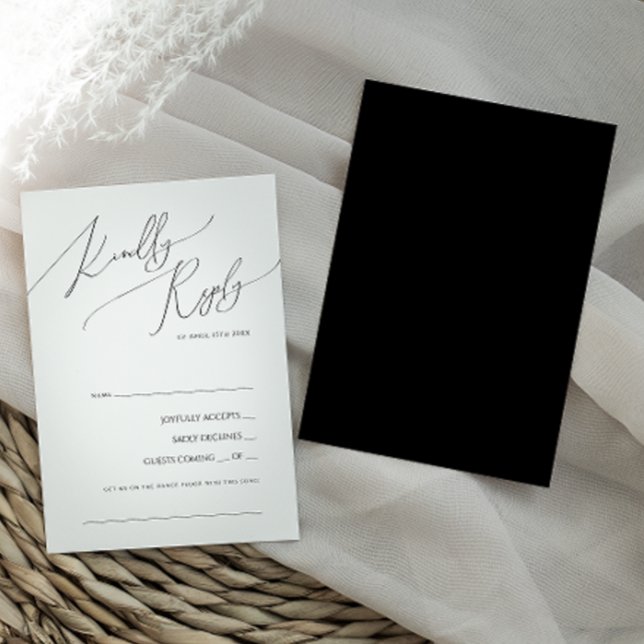 Whimsical Minimal Script | Black Song Request RSVP Card (Creator Uploaded)