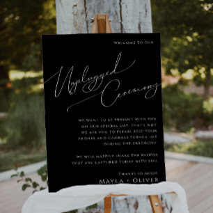 Whimsical Minimal Script Black Unplugged Ceremony Foam Board