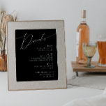 Whimsical Minimal Script Black Wedding Drinks Menu Poster<br><div class="desc">This whimsical minimal script black wedding drinks menu poster is perfect for your classic simple black and white minimal modern boho wedding. The design features elegant, delicate, and romantic handwritten calligraphy lettering with formal shabby chic typography. The look will go well with any wedding season: spring, summer, fall, or winter!...</div>