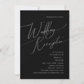 Whimsical Minimal Script | Black Wedding Reception Invitation (Front)
