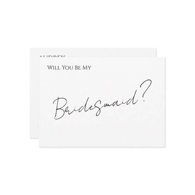 Whimsical Minimal Script Bridesmaid Proposal Card (Front/Back In Situ)