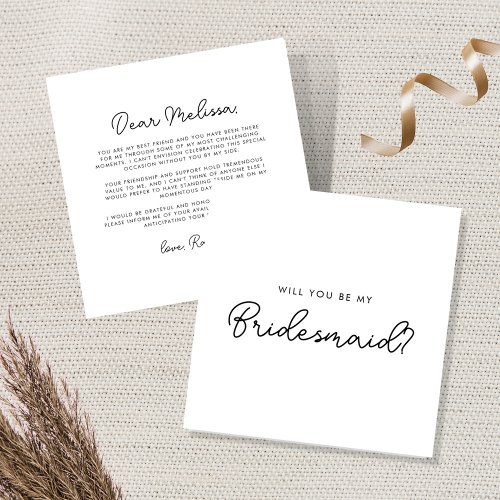 Whimsical Minimal Script Bridesmaid Proposal Card