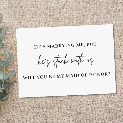 Whimsical Minimal Script Bridesmaid Proposal Card