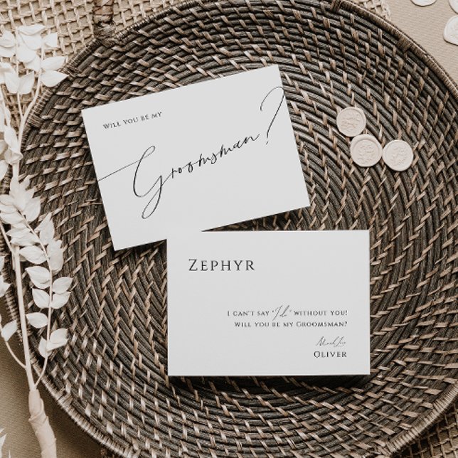 Whimsical Minimal Script Groomsman Proposal Card (Creator Uploaded)