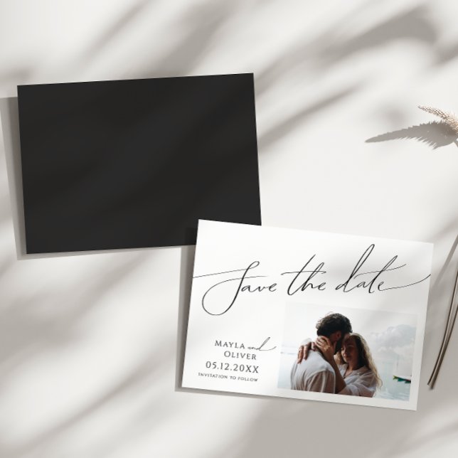 Whimsical Minimal Script Horizontal Save The Date  Magnetic Invitation (Creator Uploaded)