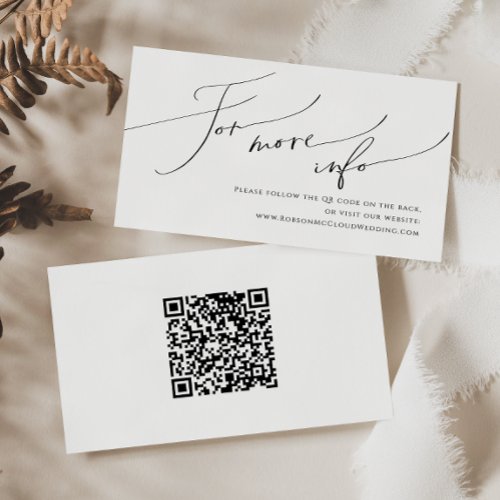 Whimsical Minimal Script QR Code Wedding Website Enclosure Card