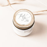 Whimsical Minimal Script Thank You Wedding Favor Classic Round Sticker<br><div class="desc">This whimsical minimal script thank you wedding favor classic round sticker is perfect for your classic simple black and white minimal modern boho wedding. The design features elegant, delicate, and romantic handwritten calligraphy lettering with formal shabby chic typography. The look will go well with any wedding season: spring, summer, fall,...</div>