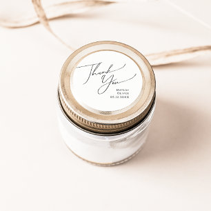Whimsical Minimal Script Thank You Wedding Favor Classic Round Sticker