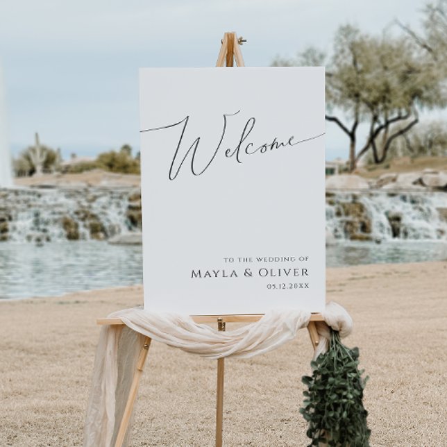 Whimsical Minimal Script Vertical Wedding Welcome Foam Board (Creator Uploaded)