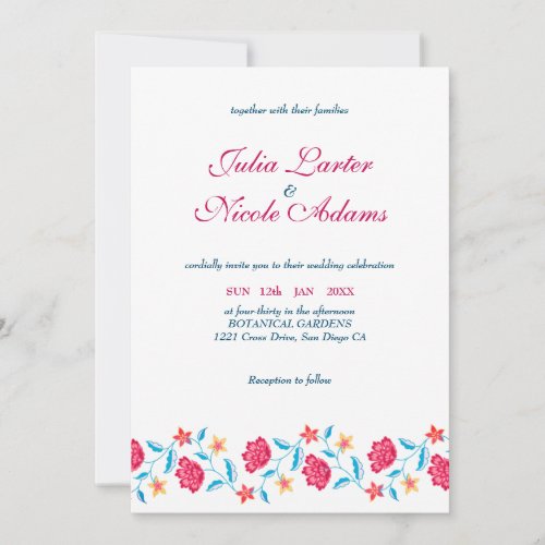 Whimsical Minimal Vintage Rose Design Wedding Invitation