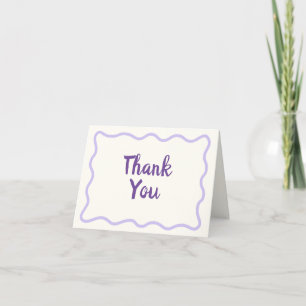 Whimsical Minimal Wavy Border Handwritten Lavender Letterpress Thank You Card