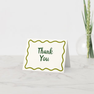 Whimsical Minimal Wavy Border Handwritten Simple Letterpress Thank You Card