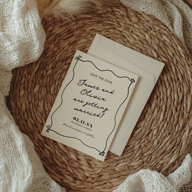 Whimsical Minimalist Hand Drawn Wedding Save The Date (Creator Uploaded)