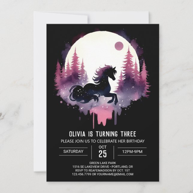 Whimsical Minimalist Horse Birthday Invitation (Front)