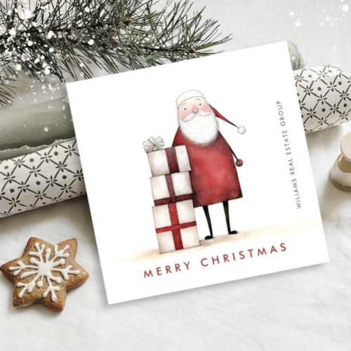 Whimsical Minimalist Santa Claus Christmas Company Holiday Card