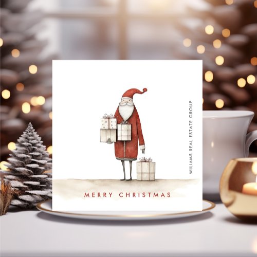 Whimsical Minimalist Santa Claus Christmas Company Holiday Card