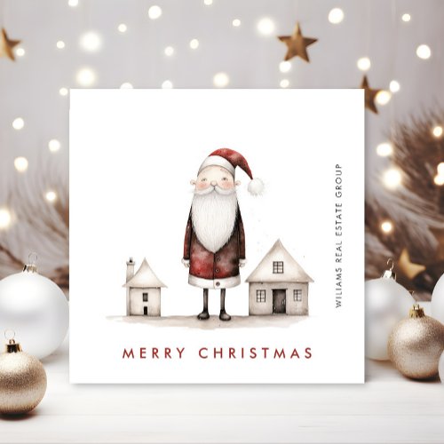 Whimsical Minimalist Santa Claus Christmas Company Holiday Card