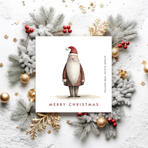 Whimsical Minimalist Santa Claus Christmas Company Holiday Card